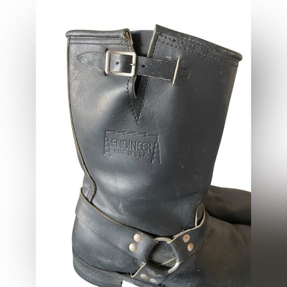 Vintage Carolina Men\'s Black Leather Engineer Motorcycle Boots Size 12 main image 7